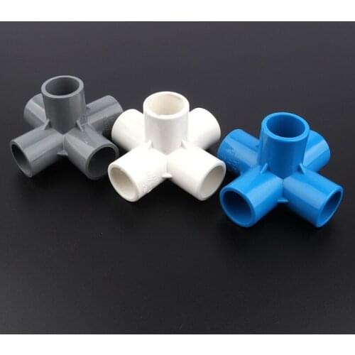 2pcs 20mm PVC Connector Stereoscopic 5Ways Aquarium Tank Tube Adapter Drip Irrigation Fittings Water Pipe Connectors DIY Tools