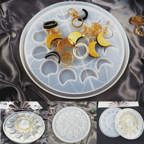 DIY Crystal Glue Mold Lunar Eclipse Moon Phase Ornament Plate Star Moon Clock Dial Silicone Mold Set