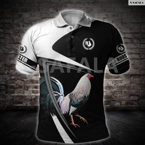Rooster 3D Printed Polo Shirt Men Women Unisex Thin Collar 4 Short Sleeve Street Wear Casual Tee