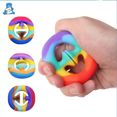 Sensory Squeeze Toy Anti Stress Finger Hand Grip Fidget Toy Push Pop Fidget Pack Autism Needs Finger Grip Toy for Adult Children