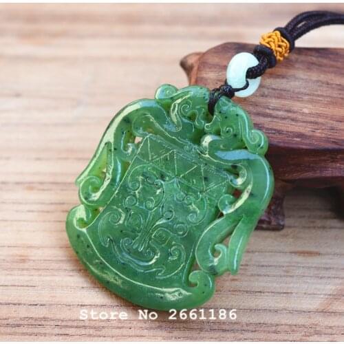 Certificate) Natural Green Nephrite Pendant Carved Hollow-out Patron saint Pendant Necklace Gift For women Mens Jades Jewelry