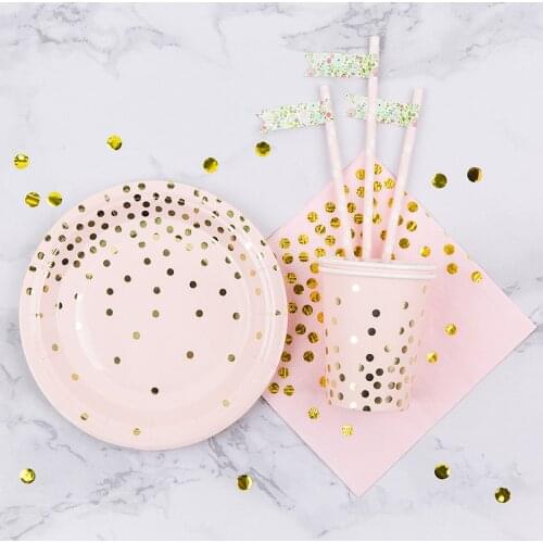 Children party little Girl Birthday Princess Decoration Pink Birthday Party Supply Disposable Cup Plate Napkin Straw Party Decor
