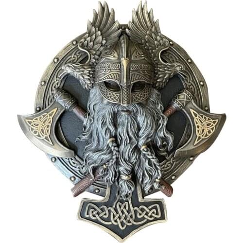 Garden Decoration Viking Berserker Double Axe Wall Decoration Plaque House Decoration Resin Decoration
