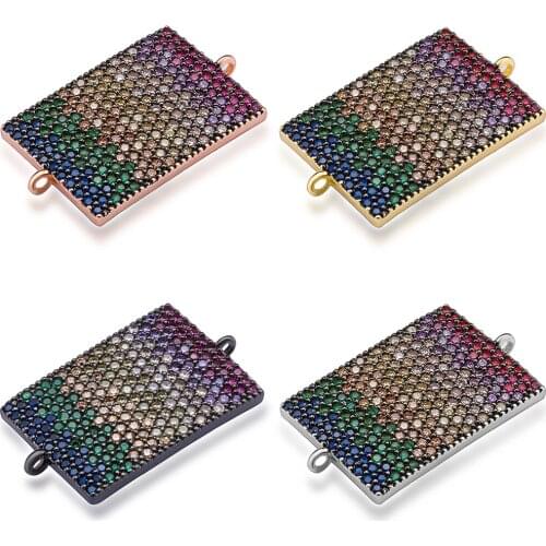 DIY Jewelry Copper Bottom Zircon Micro-inlaid Square Accessories Necklace Earrings Bracelet Connector Jewelry Making