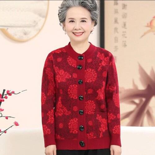 Women Middle-aged Wool Sweaters Autumn Winter O-neck Thicken Warm Sweaters Female Casual Knitted Cardigans Sweaters FP1236