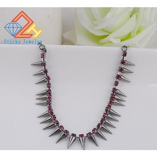 Women Punk Style Spike Length 46 cm Rivet Gun Black Studs Choker Collar Necklace EMO Rock Biker Party Gothic 3 Colors