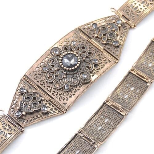 Caucasian ethnic fashion style belt for womens custom rectangular adjustable length metal belt