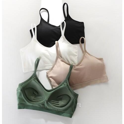 Women Cotton Non-steel Ring Underwear Integrated Chest Pad Camisole Sports Bra Short Tube Top Short Vest underwear