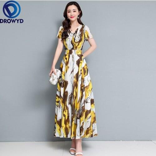 4XL Plus Size Boho Beach Long Sundress 2021 Women Bodycon Party Elegant Maxi Vestidos Summer Vintage Chiffon Casual Midi Dresses