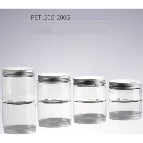 50G 100G 120G 150G 200G Plastic Pot Clear Plastic Jar Empty Cosmetic Cream Jar Packing Container with aluminum lid
