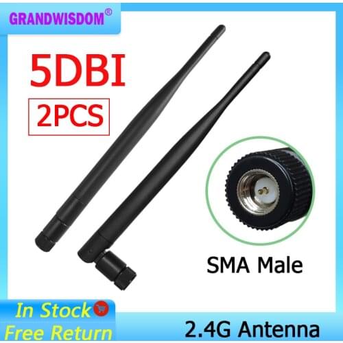 2pcs 2.4GHz WIFI Antenna 5dbi Aerial SMA Male connector wi fi antena 2.4 ghz antenne wi-fi for Wireless Router antenas