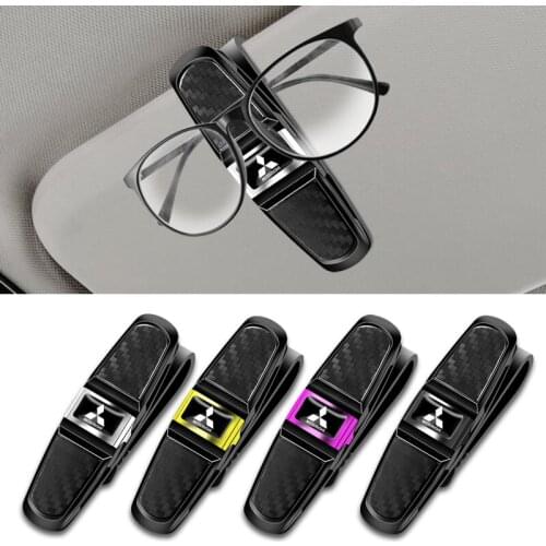 Car Sun Visor Eyeglasses Clip Sunglasses Case Shelf Holder For Mitsubishi Lancer ASX Mirage Pajero Sport Xpander Attrage L200