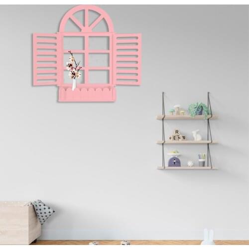 Wooden Blinds Decorative Blinds Wall Shelf Flowerpot Wall Decor Window ModelDecorative Window Pattern Home Decoration Garden
