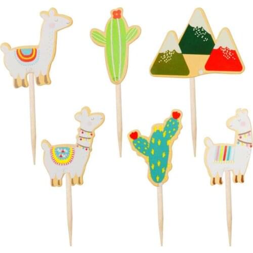 Alpaca Theme Boys kids Favors Happy Birthday Party Baby Shower Supplies Cake Picks Decoration Cupcake Toppers 24pcs/lot