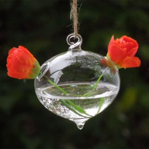 Diameter=8cm Small Size Onion Shaped Glass Terrarium Transparent Hydroponic Meat Fower Hanging Vase Home Decoration