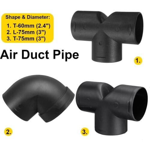 60mm 75mm 90mm Diesel Parking Heater Air Vent Ducting T L Y Piece Elbow Pipe Outlet Connector
