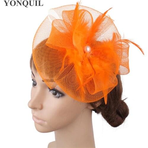 Elegant Women Ladies Fashion Headwear Hair Clip Bride Chic Fascinator Hair Pin Wedding Party Dinner Headdress Fancy Feather