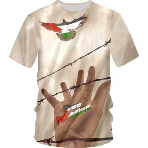 IFPD 3D Print Free Palestine T Shirt Summer Mens Short Sleeve T-shirts GAZA Mens Clothing Casual Streetwear Oversize Wholesale