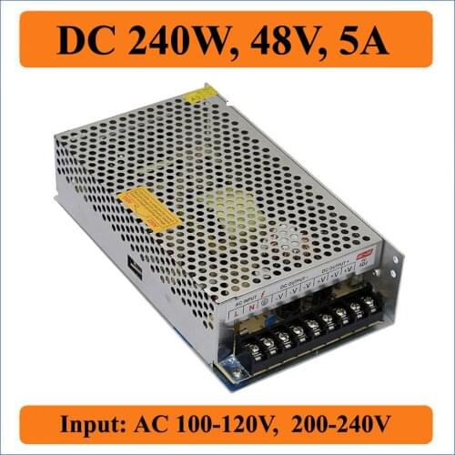 240W 48V 5A Switching Power Supply AC 100V-240V input to DC 48V 5000mA output LED Driver Adapters Regulated strip Lighting