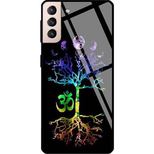 Phases of the Moon Om Chakra Tempered Glass Case For Samsung Galaxy S21 Ultra Note 20 S8 S9 S10 Note 10 Plus S20 FE