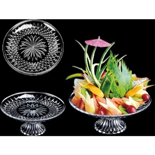 Creative Crystal Fruit Plate Plastic Fruit Tray With Base Transparent Table Food Platter Dried Fruit Plate Snack Serving Tray