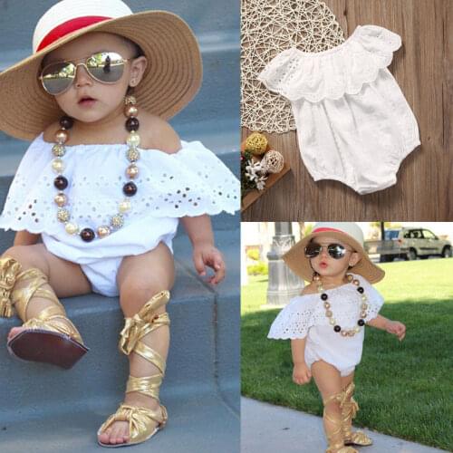 Summer Baby Girl White Lace Romper Toddler Jumpsuit Infant Flower Clothes Outfit Newborn Sunsuit