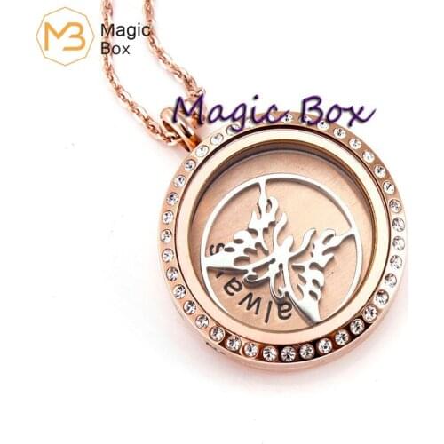 10 PCS/LOT 20mm 25mm 30mm rose gold photo locket crystal 316L stainless steel floating locket with tempered glass