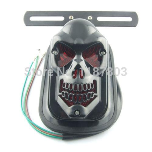 Motorcycle Black Skull Rear Brake Stop Tail Lights For Honda Yamaha Suzuki Dirt Bike ATV