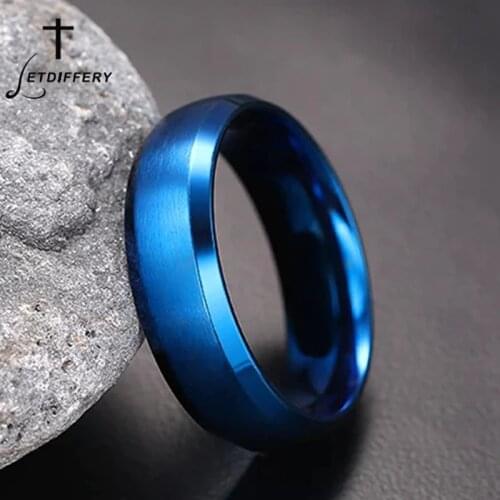 Letdiffery 8mm Blue Men WomenRing Titaniun Stainless Steel anillo masculino Gentleman Gifts Accessories Wholesale Dropshipping