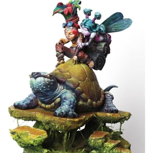 Unpainted Kit 1/24 75mm Tortoise KNIGHT with child 75mm figure Historical Resin kit miniature model