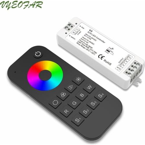 New Led RGB Strip Controller RF Wireless Remote With 2.4GHz 12V 24V V3 Receiver;4A 3 Channel Output Dimming RGB String Ribbon