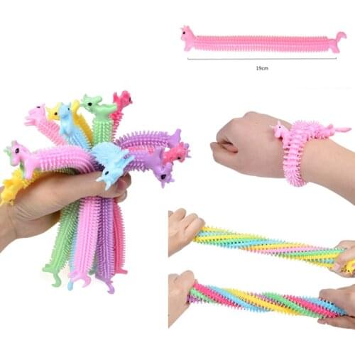 Novelty Soft Unicorn Elastic Rubber Strip Toys Children Decompression Pull Rope