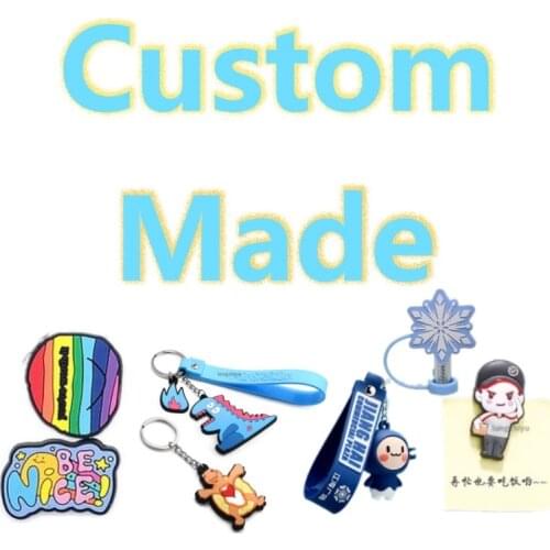 Custom Made OEM Production PVC Shoe Charms Key Chain Keyring Brooche Banner Company Football Team Logo Personalize Unique