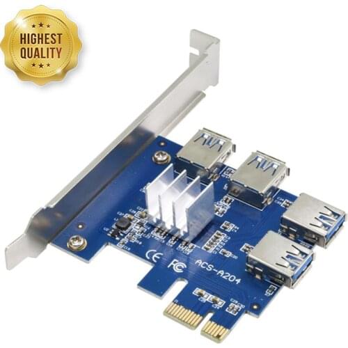 PCI-E Riser Card USB PCIe Port Multiplier Card PCI Express PCIe 1 To 4 PCI-E Adapter Card For BTC Bitcoin Miner Machine