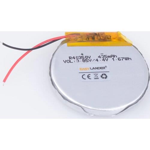R40350 403535 3.85V 435mAh Rechargeable li Polymer Round battery For Smart watch