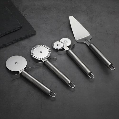 Stainless Steel Pizza Cutter Double Roller Pizza Knife Cutter Pastry Pasta Dough Crimper Kitchen Pizza Tools