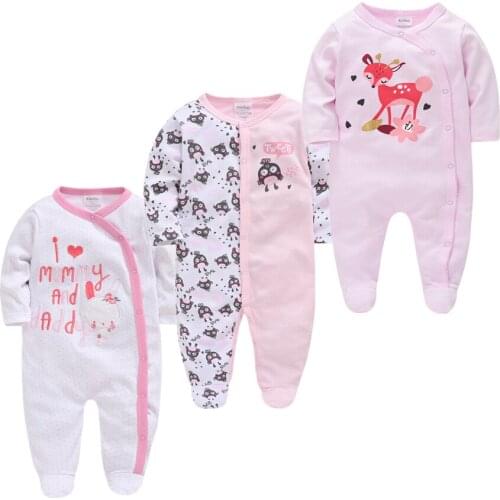 Pink Girls Pyjamas Rompers Cartoon Roupas Bebe De Infant Baby Clothes Long Sleeve pajamas Toddler Jumpsuits Baby Boy overalls