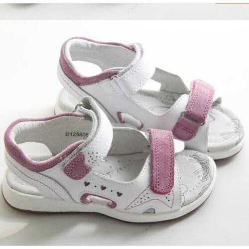 Girls sandals natural cowhide leather sports shoes sandals non-slip sweat-absorbent size 25 to 30 wallvell