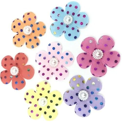 DIY Pearl Dot cloth Appliques Flower shape Decorative Scrapbooking Crafts 42mm