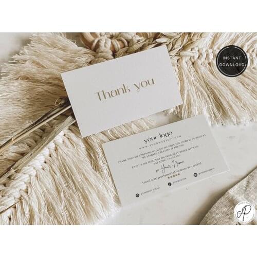 Business thank you card template, mini thank you, Luxury Thank you, thank you for your purchase, Instant Download