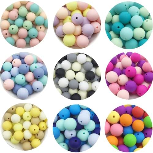 15MM Silicone Beads Teether Aqua Color 100PC Round Silicone Beads 15mm BPA Free Set Silicone Teething Beads Teether