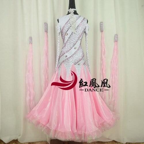 Standard Ballroom Dress Women New Of 2018 Custom Made High-necked Long Sleeved Waltz Ballroom Dance Competition Dresses