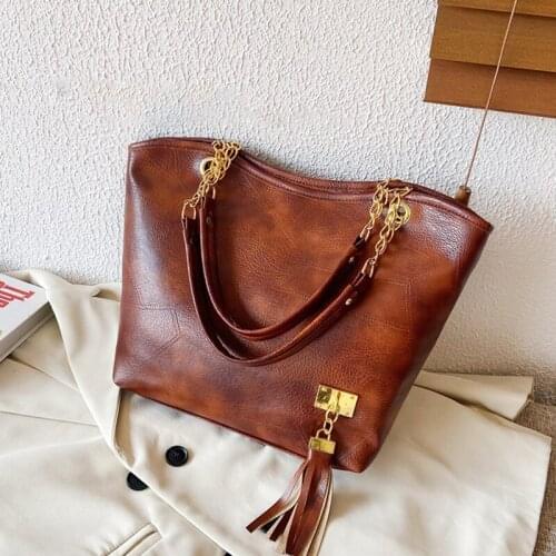 High Quality Tassel Shoulder Bag for Women PU Leather Handbag Chains Handle Bag Designer Lady Tote Shopping Bag feminina Bolsa