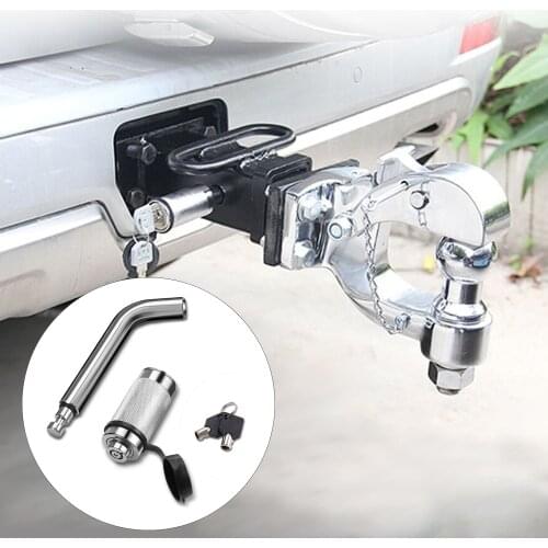 Heavy Duty 5/8" Trailer Hitch Pin Lock Plum Blossom Lock Core 2 Keys & Rubber Cap for Class III, IV, V Hitch Receiver
