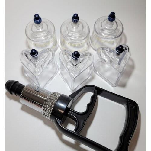 Lose Weight Healthcare 6 Round Heart Shape Thickened Plastic Cupping Cup Cupping Therapy Vacuum Suction Cupping with Pump