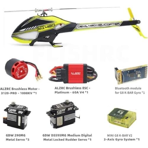 ALZRC - Devil 420 FAST FBL Super Combo GDW DS290MG and GDW DS595MG with BTU 420 RC Helicopter