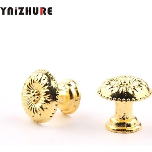 YNIZHURE 4pcs 16*15mm Bronze Gold Handle European Retro Classic Zinc Alloy Single Hole Round Cabinet Drawer Door