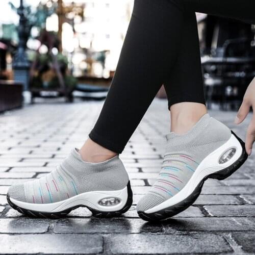 Brand Running Shoes Women Platform Sneakers Non-slip Outdoor Sport Shoe Increase Height Ladies Wedge Shoes Fashion Sock Footwear