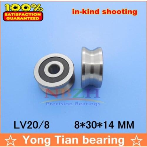 10pcs High quality ABEC-5 Z2V2 v groove Guide roller bearings LV20/8 ZZ V-30 RV20/8-10 8*30*14 (Precision double row balls)