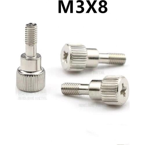 20PCS Hardware accessories Half tooth hand twist screw M3x8 nickel plated step adjustment manual screw fixing rack cylinder head
